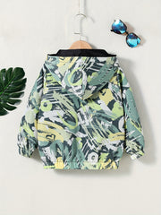 Camouflage Windbreaker Jacket Hooded Zipper Pocket Coat for Kids 4Y 7Y