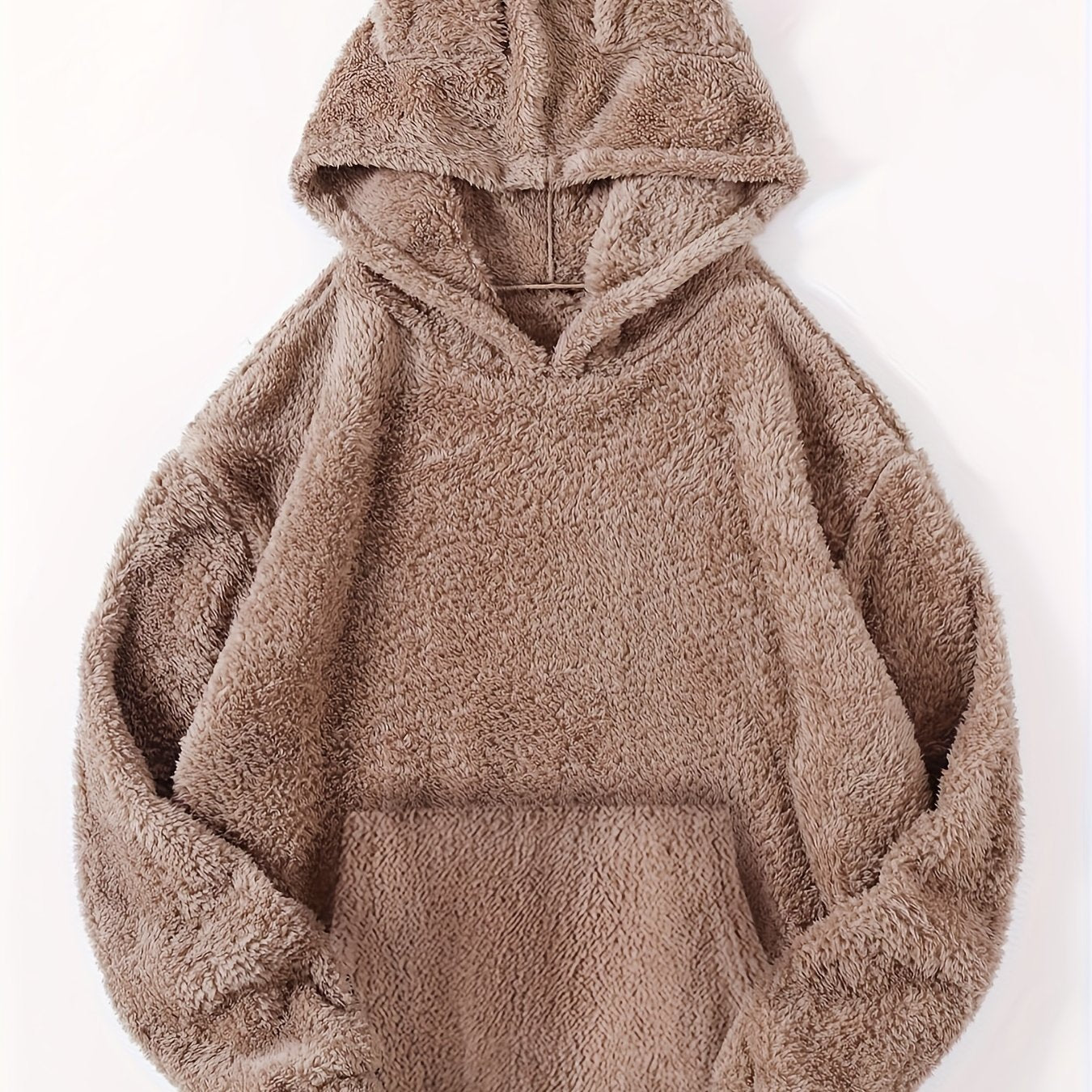 Solid Kangaroo Fuzzy Hoodie Long Sleeve Hoodies Sweatshirt Women's Clothing