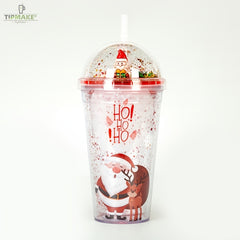 Christmas Series Plastic Cup Large Capacity Hand held Christmas Cup