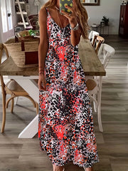 Sexy Tie Dye V Neck Spaghetti Dress Women's Clothing