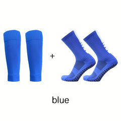 2pairs Outdoor Sports Football Socks & Calf Sleeves Set