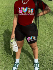 Graphic Tee & Shorts Outfit Set