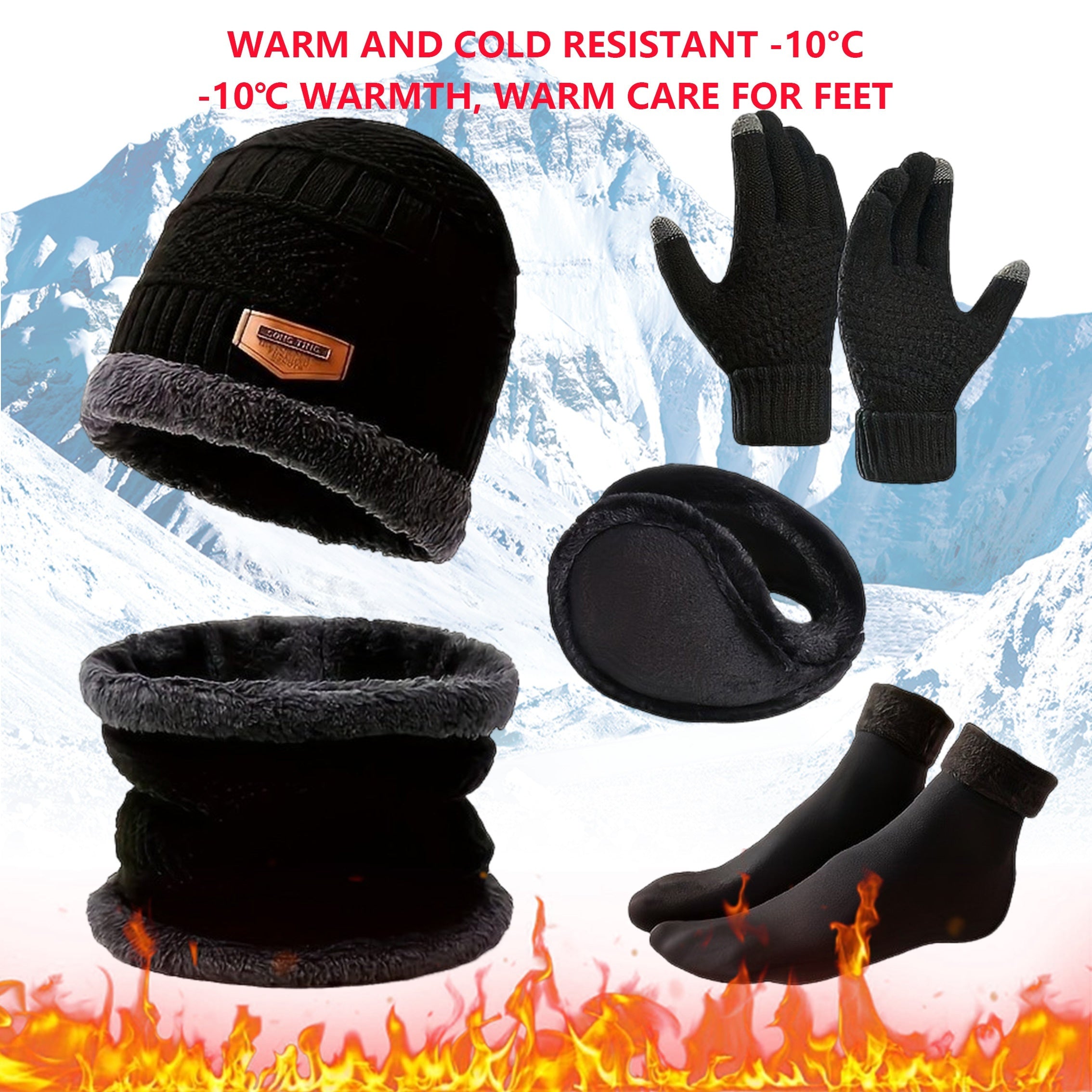 5pc Thermal Insulated Winter Warmth Set Extreme Cold Weather Clothing