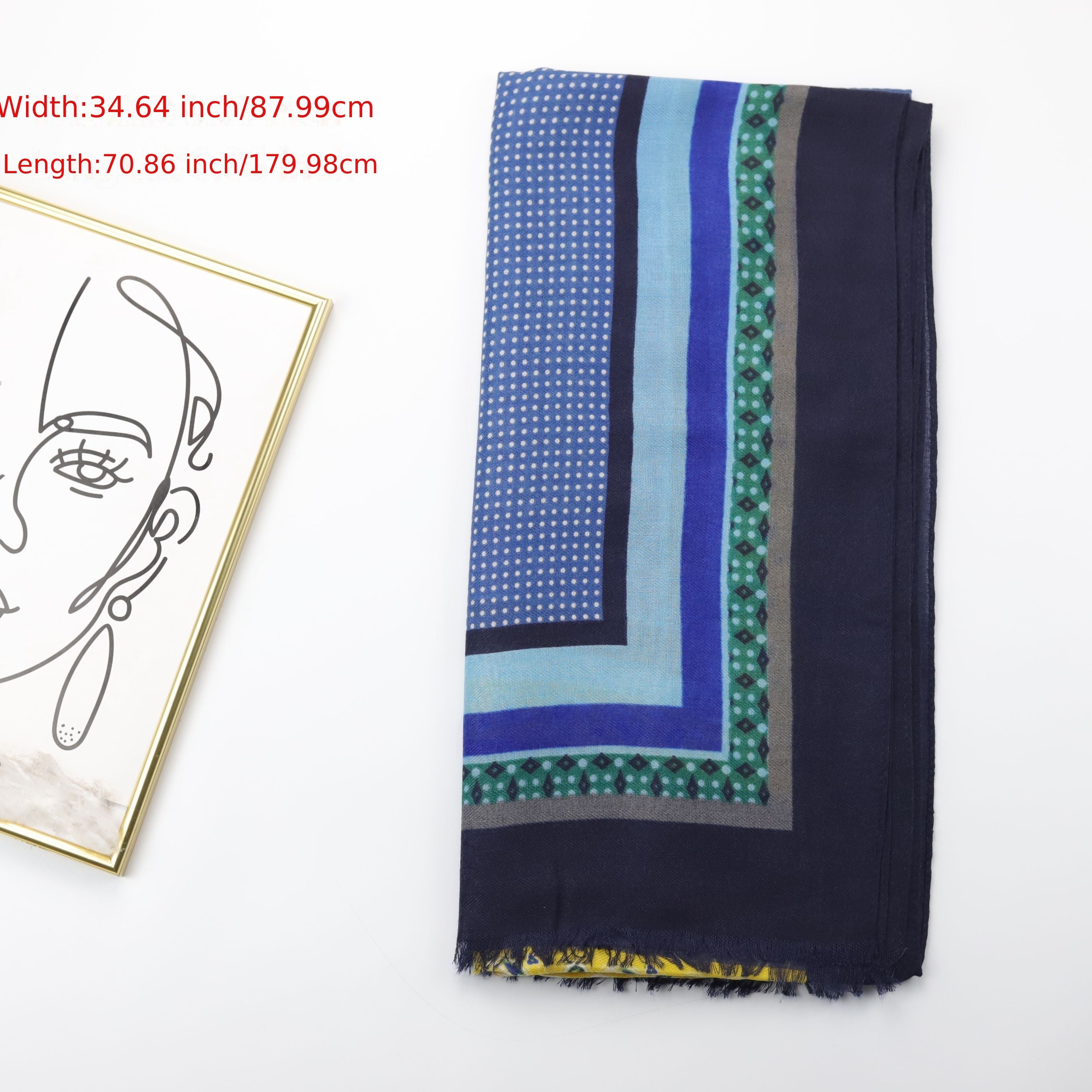 Boho Dotted Frayed Edge Shawl Classic Head Wrap Sunscreen Windproof Scarf