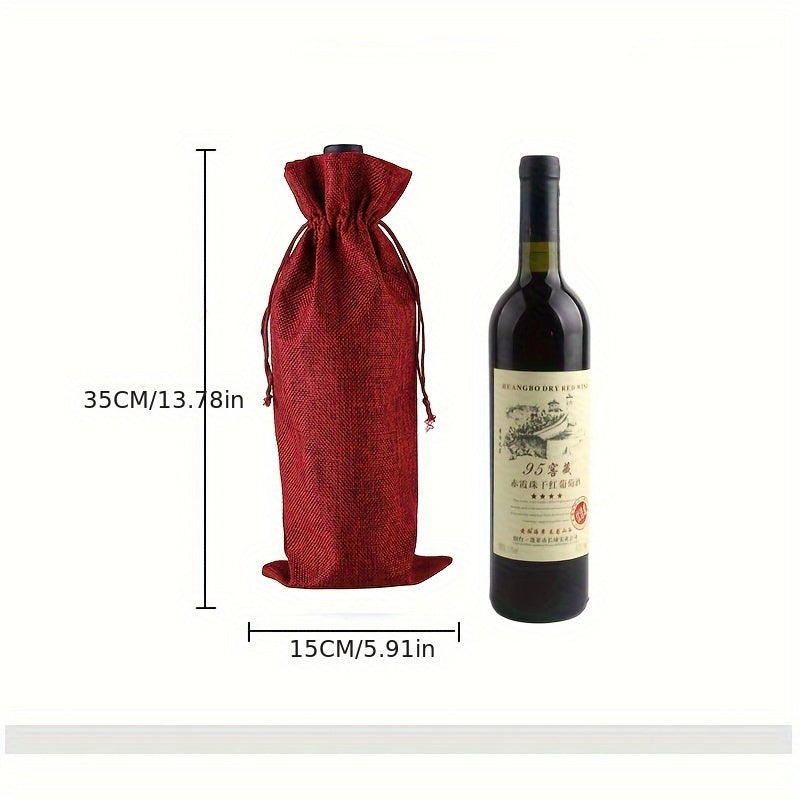 12pcs Burlap Wine Gift Bags Drawstring Xmas Wedding Birthday Holiday Party