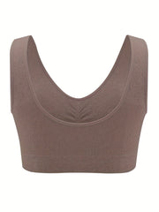 2 Pack Plus Size Sports Bra Women's Plus Solid High Stretch Breathable