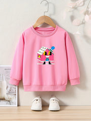 Cartoon Houseman Graphic Sweatshirt Kids Christmas Gift