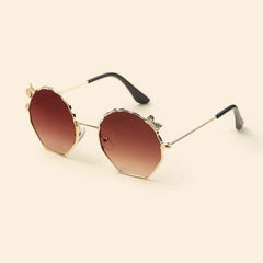 Kids Vintage Bow Shell Shape Sunglasses With Case