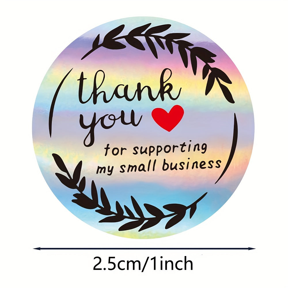 500 Rainbow Thank You Stickers Holographic Labels