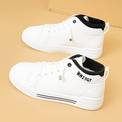 Women's Letter Pattern High Top Lace-up Board Shoes Outdoor Flats