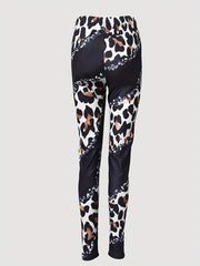Leopard Patchwork Print High Waist Pants Casual Pants