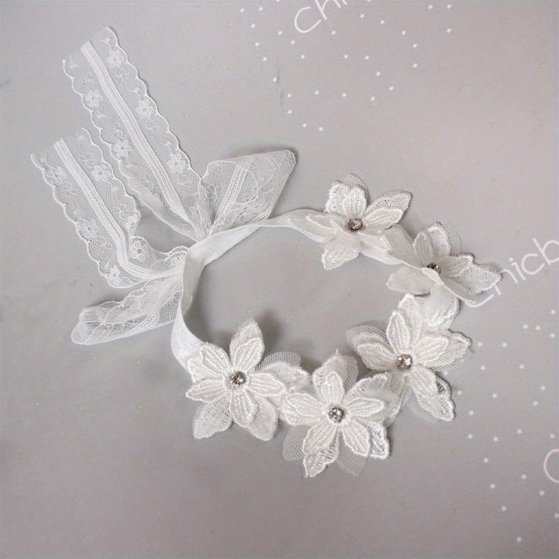 Pink Pearl Lace Flower Hairband for Baby Girls Toddler