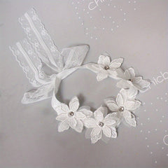 Pink Pearl Lace Flower Hairband for Baby Girls Toddler