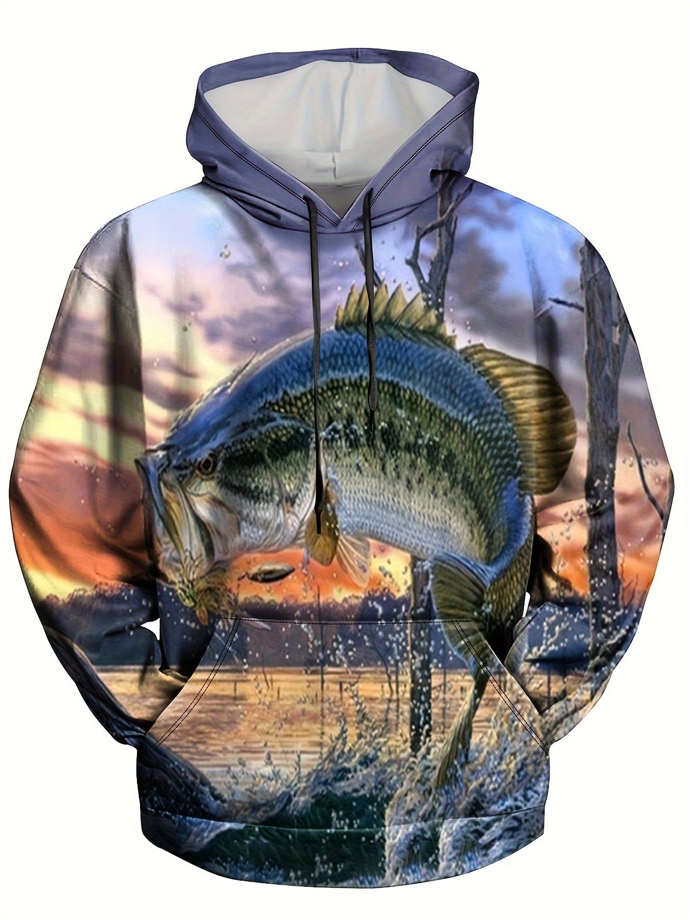 3D Print Fish Hoodie Men's Graphic Pullover Autumn Winter