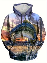 3D Print Fish Hoodie Men's Graphic Pullover Autumn Winter