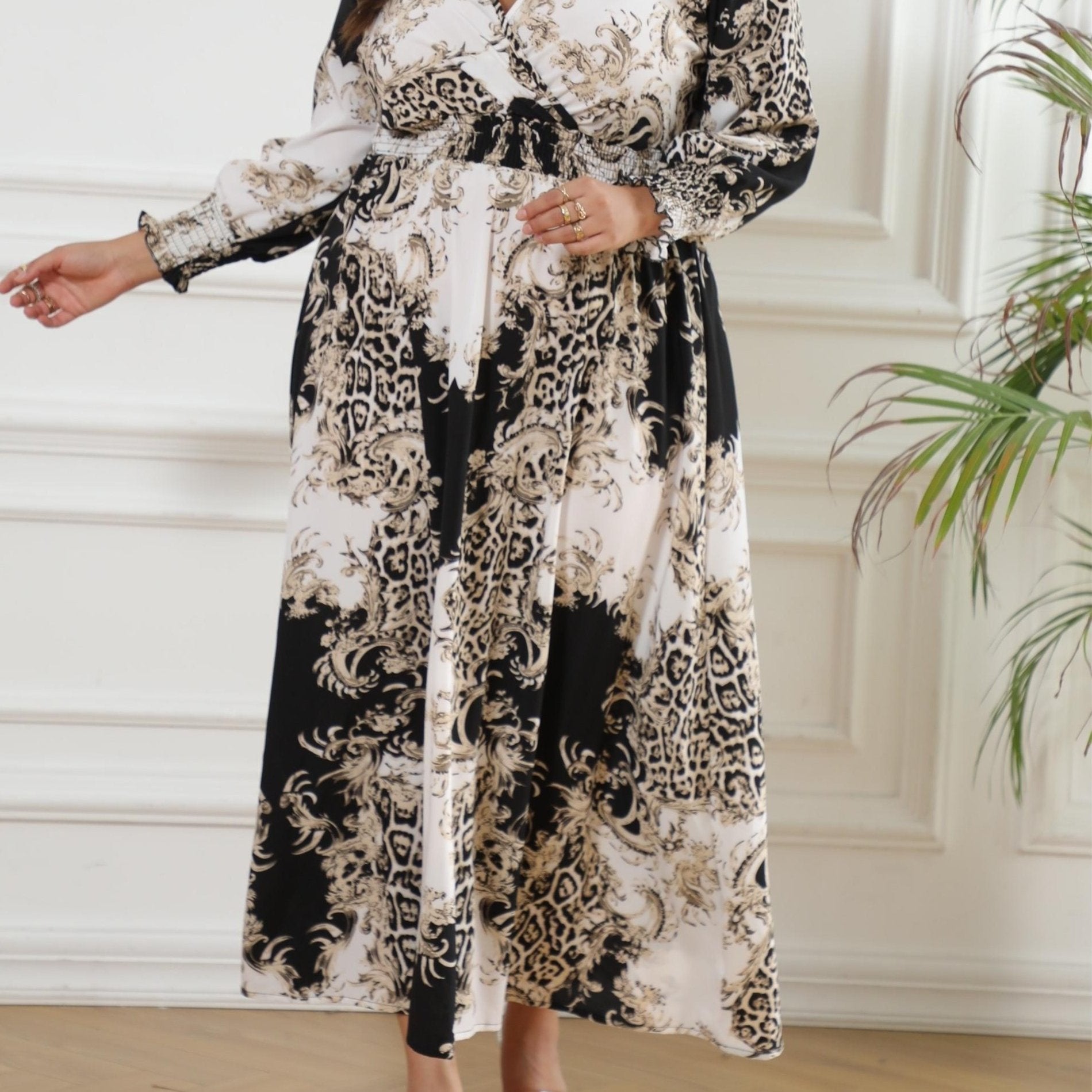 Colorblock Leopard Print Maxi Dress
