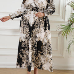 Colorblock Leopard Print Maxi Dress