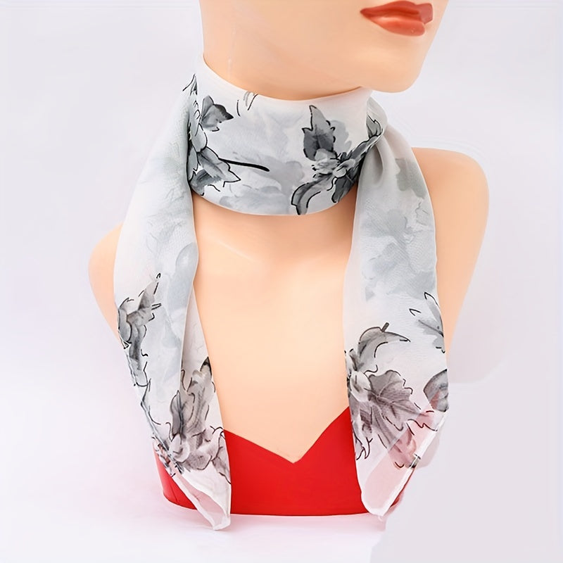 Floral Print Bandana Boho Chiffon Neckerchief Scarf Head Wrap Bag Handle Charm