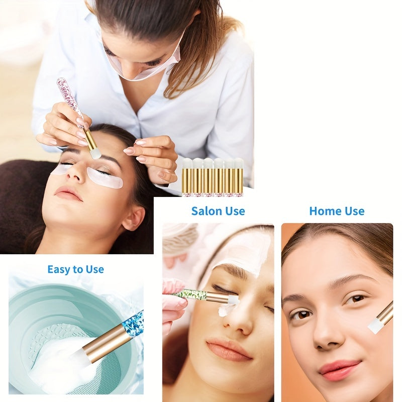 20 Glitter Crystal Lash Shampoo Brushes with Container