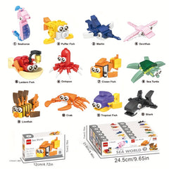 12pcs Educational Ocean Animal Building Blocks Set