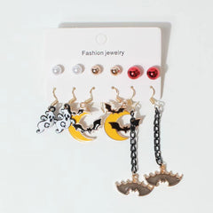 Halloween Earrings Gothic Style Vintage Pumpkin Mask Ghost Cat Accessories Set