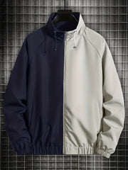 Men's Casual Stand Collar Zip Up Jacket For Spring Fall Outdoor
