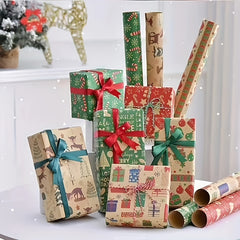 6pcs Christmas Wrapping Paper Folded 27 x 55in, Snowmen Candy Canes Tree