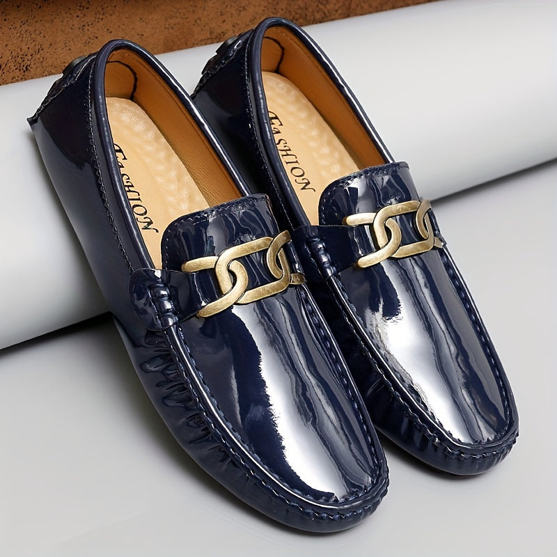 Men's Glossy Moccasin Loafer Shoes Non Slip Driving Shoes