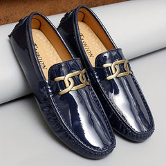 Men's Glossy Moccasin Loafer Shoes Non Slip Driving Shoes