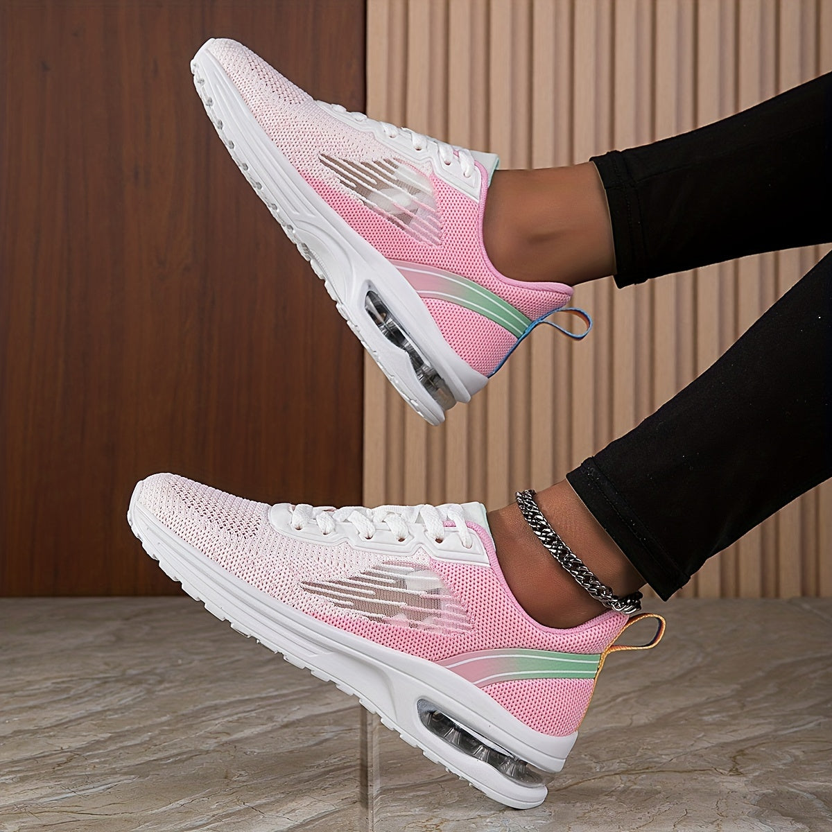 Women's Air Cushion Sneakers Low Top Lace Up Shoes