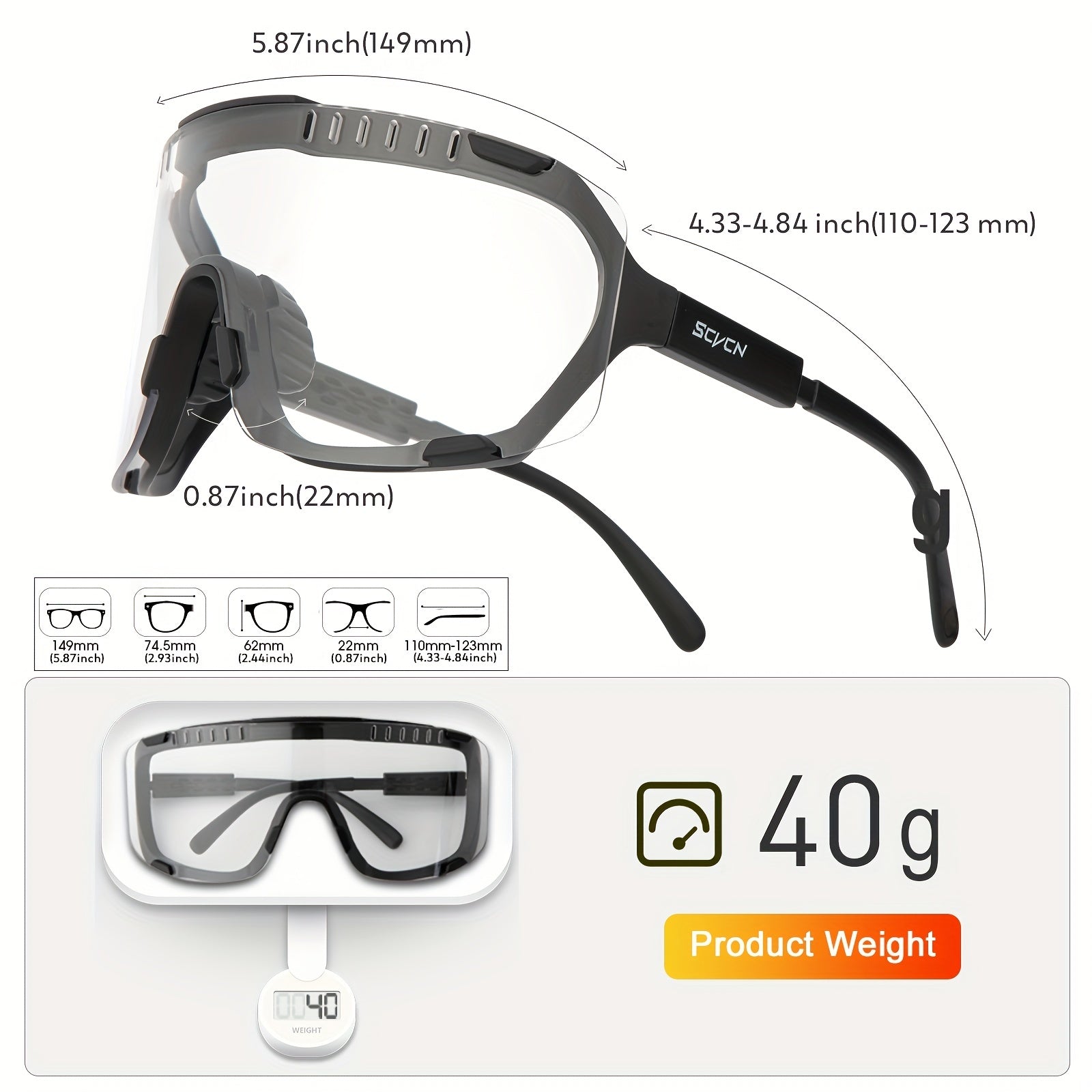SCVCN SunGlasses Photochromic Cycling Sunglasses Road Driving Mountain