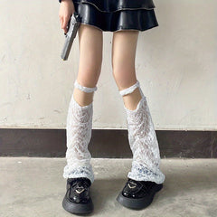 Y2K Floral Lace Leg Warmers Lolita Knee High Socks