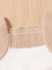 2pcs Baby Girls Casual Block Knit Tank Top & Shorts Set