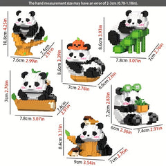 6 Panda Building Block Figures Fun Puzzle Toy for Kids Durable Playset
