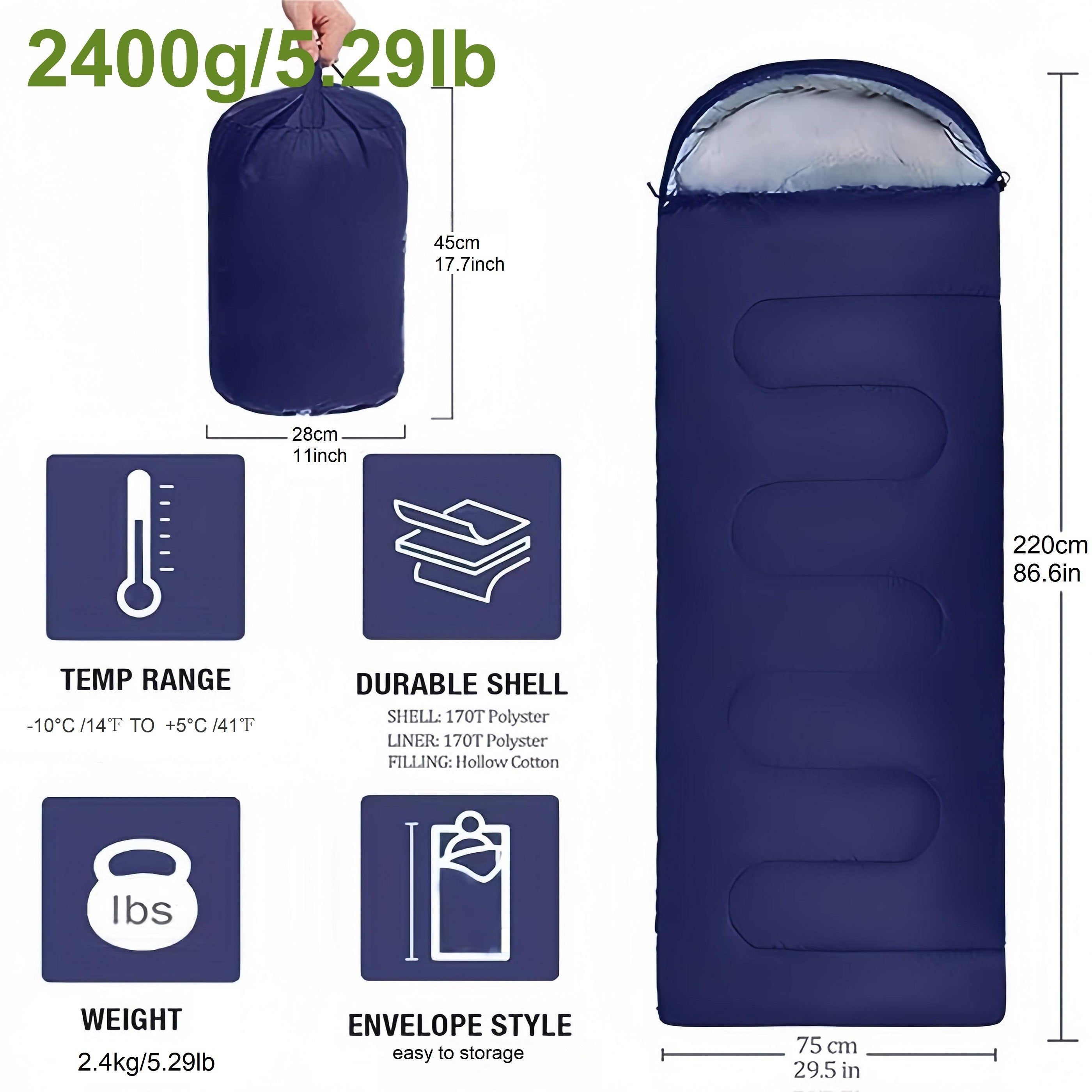 Winter Camping Waterproof Sleeping Bag for Men Women with Compression Bags