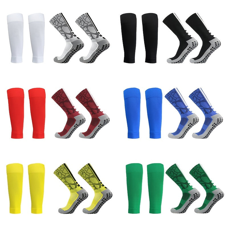 Silicone Non-slip Football Socks Set with Shin Guard Sock