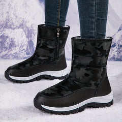 Women's High Top Warm Snow Boots Non Slip Zipper Winter Hiking Boots