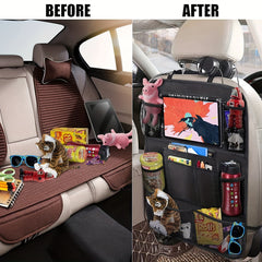 Car Organizer Kick Mats Screen Tablet Holder Storage Pockets
