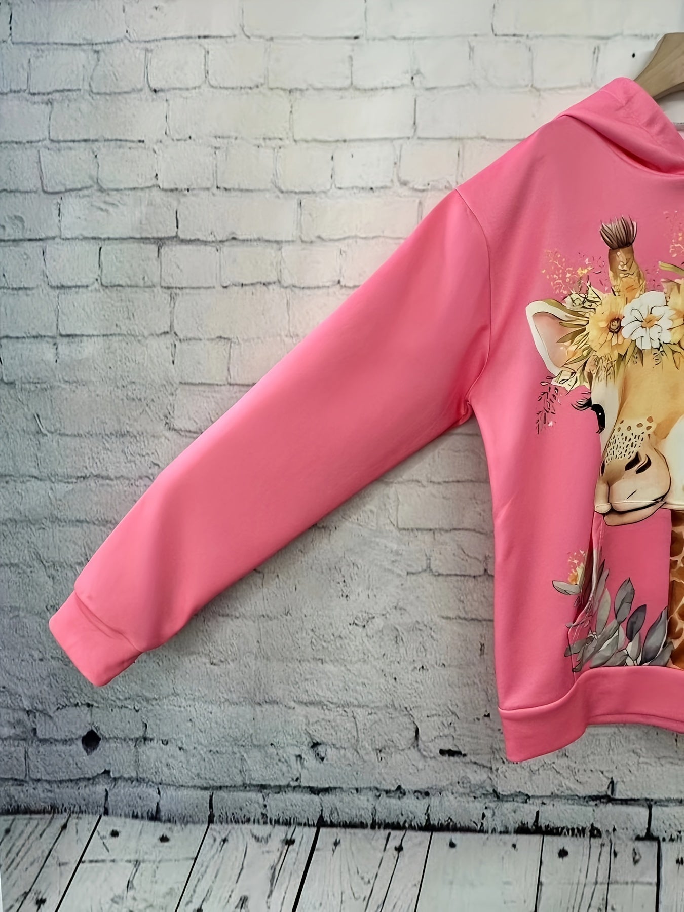 Giraffe Print Hoodies Girls Comfy Pocket Pullover Kids Clothes Gift Christmas