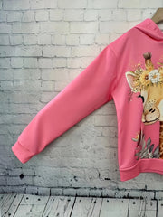 Giraffe Print Hoodies Girls Comfy Pocket Pullover Kids Clothes Gift Christmas