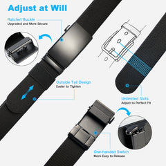 Men's Business Nylon Belt w/ Rectangle Buckle - Gift for Him