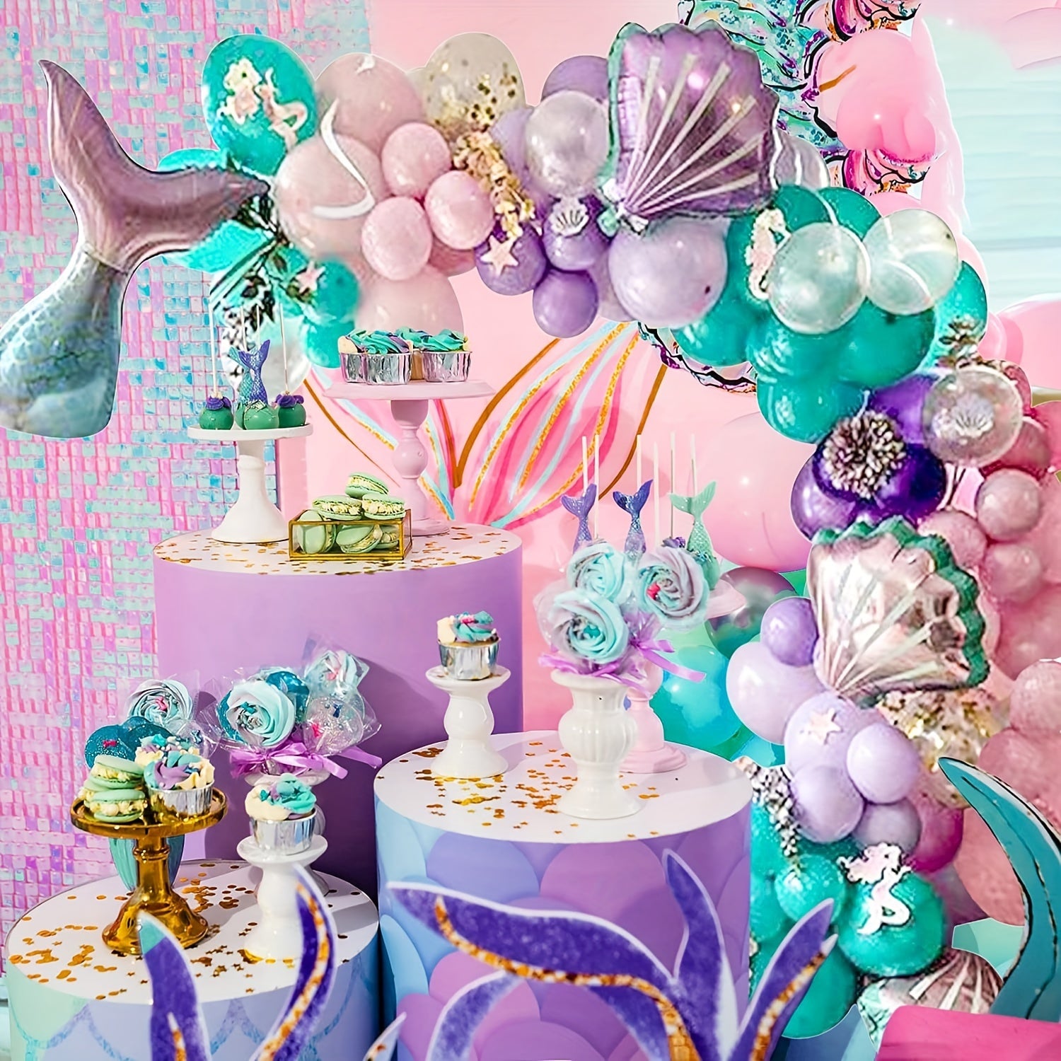 Mermaid Party Supplies Balloon Garland Kit - Purple Mermaid Tail Balloon Arch