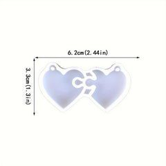 Couple Love Heart Keychain Silicone Mold DIY Heart Puzzle Resin Mold