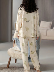 Fruit Print Pajama Set Long Sleeve Top & Pants