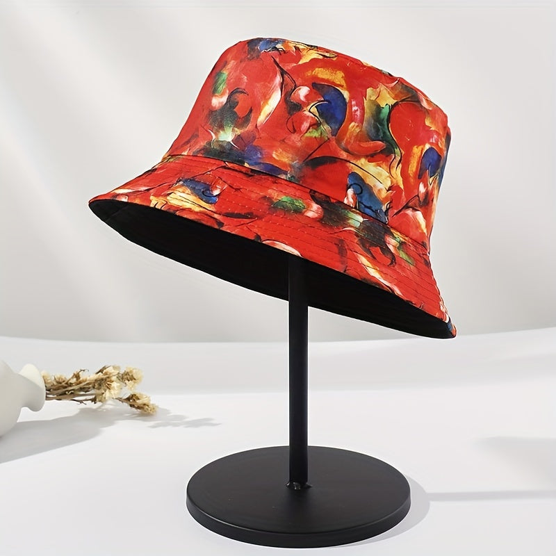 Red Tie Dye Bucket Hat Lightweight Fisherman Cap Women Summer Beach Hat