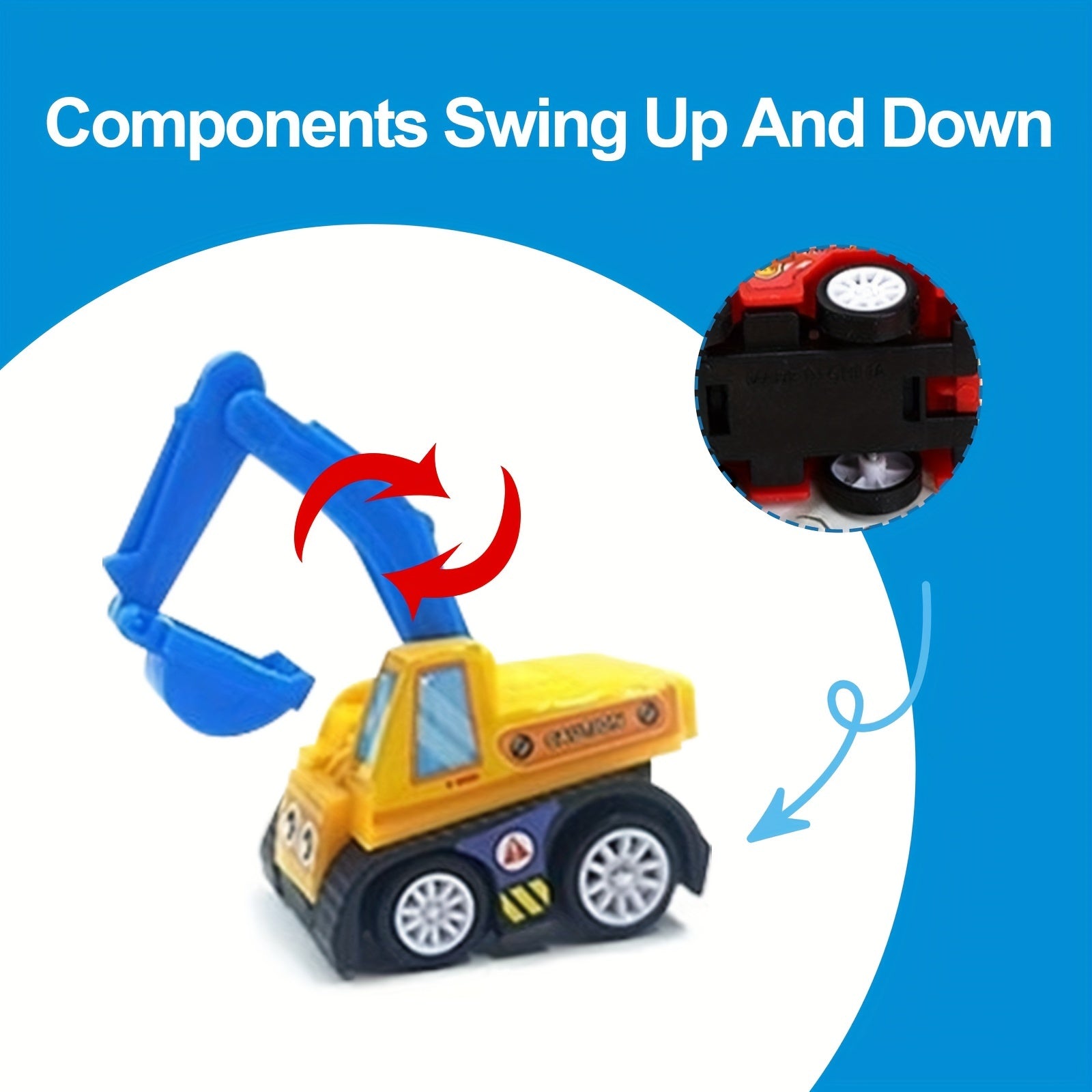 6pcs Mini Inertial Pull Back Engineering Cars Friction Vehicle Toy Set