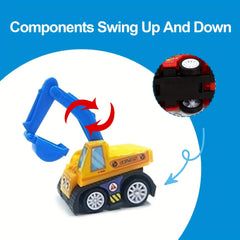 6pcs Mini Inertial Pull Back Engineering Cars Friction Vehicle Toy Set