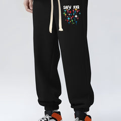 Sparkle Print Drawstring Sweatpants Loose Fit Pants Men's Casual Joggers