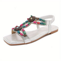 Boho Ethnic Style Beaded Flat Sandals for Women