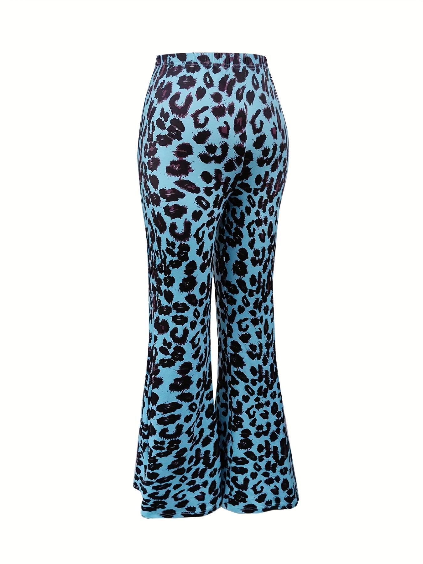 Leopard Print High Rise Flared Leg Trousers